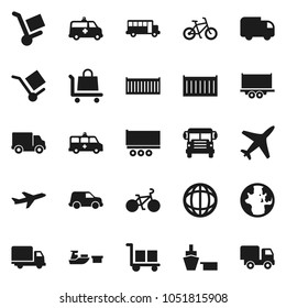 Flat vector icon set - school bus vector, world, bike, plane, truck trailer, sea container, delivery, car, port, cargo, amkbulance, trolley