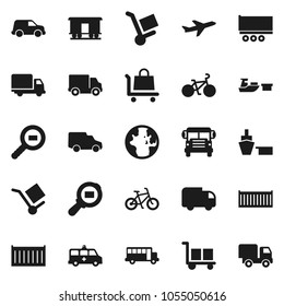 Flat vector icon set - school bus vector, world, bike, plane, truck trailer, sea container, delivery, car, port, cargo, search, Railway carriage, amkbulance, trolley