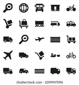 Flat vector icon set - school bus vector, world, bike, Railway carriage, plane, sea container, delivery, car, port, cargo, search, amkbulance, trolley