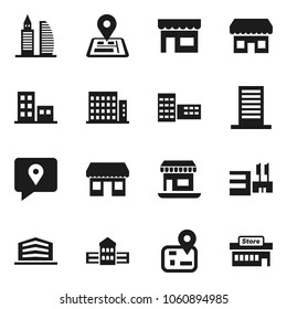 Flat vector icon set - school building vector, navigator, office, traking, apartments, store, mall
