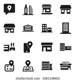 Flat vector icon set - school building vector, navigator, office, traking, apartments, store, mall