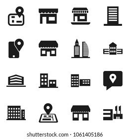Flat vector icon set - school building vector, navigator, office, traking, apartments, store, mall