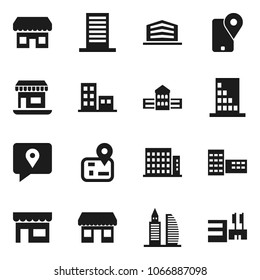 Flat vector icon set - school building vector, navigator, office, traking, apartments, store, mall
