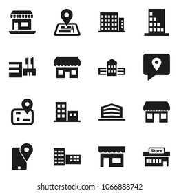 Flat vector icon set - school building vector, navigator, office, traking, apartments, store, mall