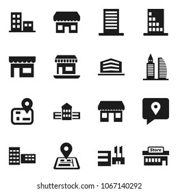 Flat vector icon set - school building vector, navigator, office, traking, apartments, store, mall