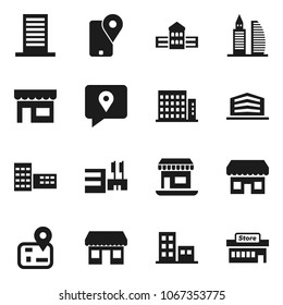 Flat vector icon set - school building vector, navigator, office, traking, apartments, store, mall