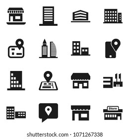 Flat vector icon set - school building vector, navigator, office, traking, apartments, store, mall