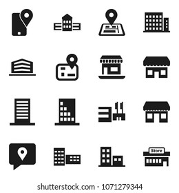 Flat vector icon set - school building vector, navigator, office, traking, apartments, store, mall