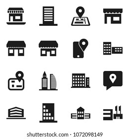 Flat vector icon set - school building vector, navigator, office, traking, apartments, store, mall