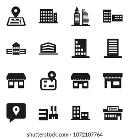 Flat vector icon set - school building vector, navigator, office, traking, apartments, store, mall