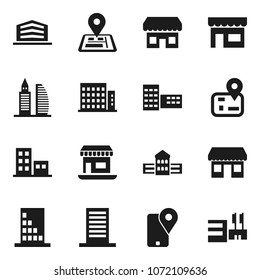Flat vector icon set - school building vector, navigator, office, traking, apartments, store, mall