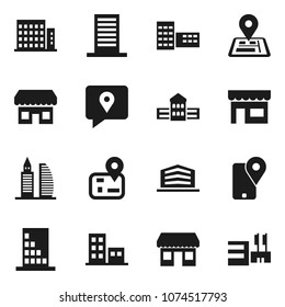 Flat vector icon set - school building vector, navigator, office, traking, apartments, store, mall