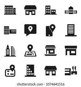 Flat vector icon set - school building vector, navigator, office, traking, apartments, store, mall