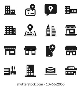 Flat vector icon set - school building vector, navigator, office, traking, apartments, store, mall