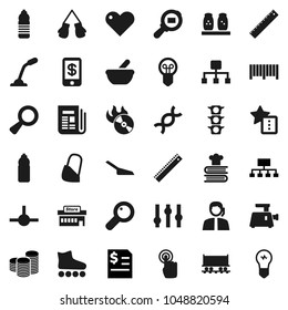 Flat vector icon set - scoop vector, cookbook, spices, ruler, coin stack, annual report, hierarchy, boxing glove, roller Skates, water bottle, Railway carriage, traffic light, support, cargo search