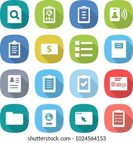 flat vector icon set - search document vector, report, clipboard, pass card, receipt, list, copybook, anamnesis, check, invoice, documents, passport, browser window