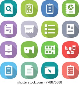 flat vector icon set - search document vector, report, clipboard, annual, account balance, atm receipt, list, anamnesis, archive, slum, modular house, architector, browser window