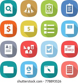 flat vector icon set - search document vector, share, report, clipboard, receipt, list, copybook, anamnesis, architector, check, invoice, documents, passport, browser window