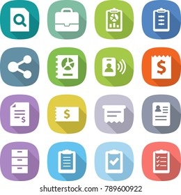 flat vector icon set - search document vector, portfolio, report, clipboard, share, annual, pass card, receipt, account balance, atm, anamnesis, archive, check, list