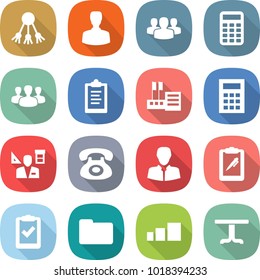 flat vector icon set - share vector, man, group, calculator, clipboard, store, architector, phone, client, pen, check, documents, sorting, table