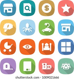 flat vector icon set - shop vector, search document, dollar, star, brain, virus, electric car, baby stroller, eye, minaret, window, measuring tape, kitchen scales, food processor, outsource