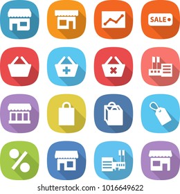 flat vector icon set - shop vector, statistics, sale, basket, add to, delete cart, store, market, shopping bag, label, percent, mall