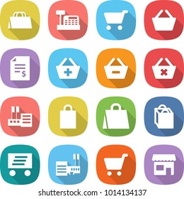 flat vector icon set - shopping bag vector, cashbox, cart, basket, account balance, add to, remove from, delete, store, delivery, mall, shop