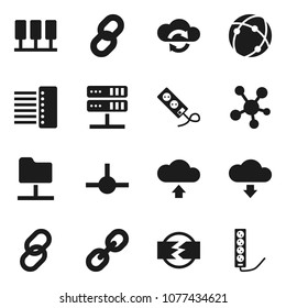 Flat vector icon set - social media vector, link, connect, connection, server, network folder, cloud exchange, hub, upload, download, chain, disconnection, multi socket