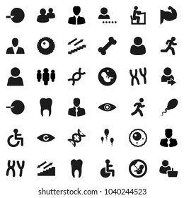 Flat vector icon set - student vector, manager, man, muscule hand, stairways run, bone, client, group, disabled, eye, dna, pregnancy, insemination, chromosomes, sperm, ovule, tooth, user, login