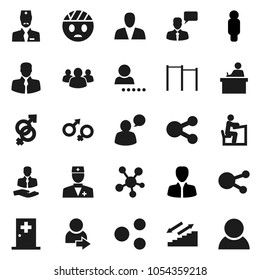 Flat vector icon set - student vector, manager, man, horizontal bar, stairways run, client, speaking, social media, group, doctor, gender sign, head bandage, medical room, share, login, consumer