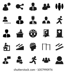 Flat vector icon set - student vector, manager, man, horizontal bar, stairways run, client, speaking, social media, group, head bandage, medical room, doctor, login, consumer
