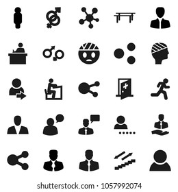 Flat vector icon set - student vector, manager, man, horizontal bar, stairways run, client, speaking, social media, gender sign, head bandage, medical room, share, login, consumer