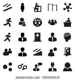 Flat vector icon set - student vector, manager, man, horizontal bar, stairways run, client, speaking, social media, group, gender sign, head bandage, medical room, doctor, share, login, consumer