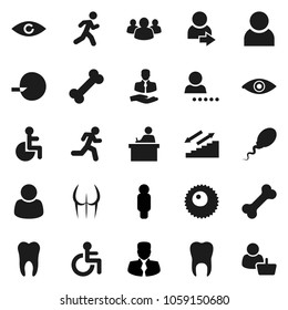 Flat vector icon set - student vector, manager, man, buttocks, stairways run, bone, client, group, disabled, eye, insemination, sperm, ovule, tooth, user, login, customer