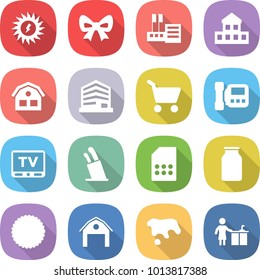 flat vector icon set - sun power vector, bow, store, cottage, house, office, cart, intercome, tv, stands for knives, sim card, bank, cookies, barn, spot, kitchen cleaning