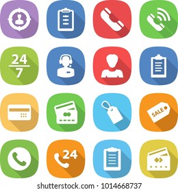 flat vector icon set - target audience vector, clipboard, phone, call, 24 7, center, woman, credit card, label, sale