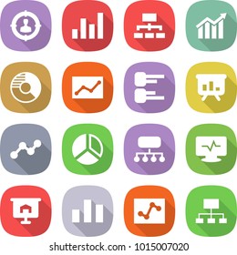flat vector icon set - target audience vector, graph, hierarchy, diagram, circle, statistics, presentation, structure, monitor pulse, chart, analytics