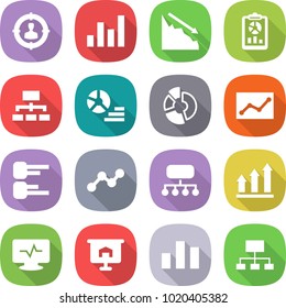 flat vector icon set - target audience vector, graph, crisis, report, hierarchy, diagram, circle, statistics, structure, up, monitor pulse, presentation, chart
