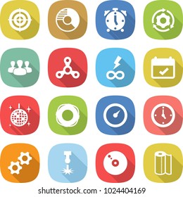 flat vector icon set - target vector, circle diagram, alarm clock, around gear, group, spinner, infinity power, terms, disco ball, lifebuoy, barometer, watch, gears, laser, cd, paper towel