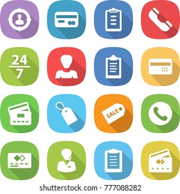 flat vector icon set - target audience vector, card, clipboard, phone, 24 7, woman, credit, label, sale, support manager