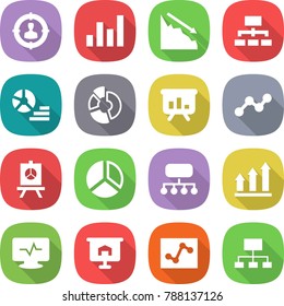 flat vector icon set - target audience vector, graph, crisis, hierarchy, diagram, circle, presentation, structure, up, monitor pulse, analytics