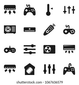 Flat vector icon set - thermometer vector, gamepad, settings, remote control, equalizer, air conditioner, ari condition, smart home