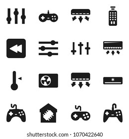 Flat vector icon set - thermometer vector, gamepad, settings, remote control, backward button, equalizer, air conditioner, ari condition, smart home