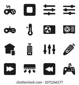 Flat vector icon set - thermometer vector, gamepad, settings, remote control, stop button, forward, backward, equalizer, ari condition, smart home, air conditioner