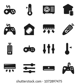 Flat vector icon set - thermometer vector, gamepad, settings, remote control, equalizer, air conditioner, ari condition, smart home