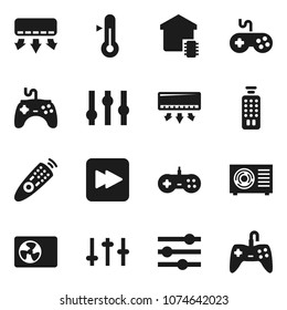 Flat vector icon set - thermometer vector, gamepad, settings, remote control, forward button, equalizer, ari condition, smart home, air conditioner