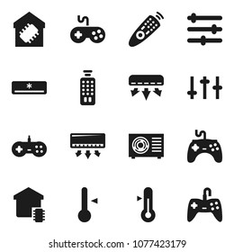 Flat vector icon set - thermometer vector, gamepad, settings, remote control, equalizer, air conditioner, ari condition, smart home