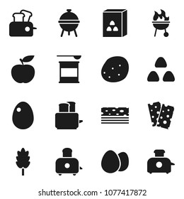 Flat vector icon set - toaster vector, bbq, cereal, egg, potato, diet, sports nutrition, breads