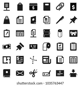 Flat vector icon set - toilet paper vector, book, copybook, pen, schedule, pin, certificate, document, constellation, cash, check, receipt, dollar calendar, clipboard, newspaper, thumbtack, mail