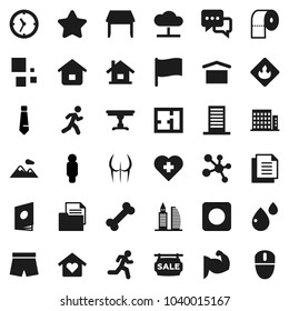 Flat vector icon set - toilet paper vector, flag, man, tie, muscule hand, buttocks, shorts, molecule, heart cross, bone, run, clock, document, dry cargo, flammable, dialog, rec button, blood drop